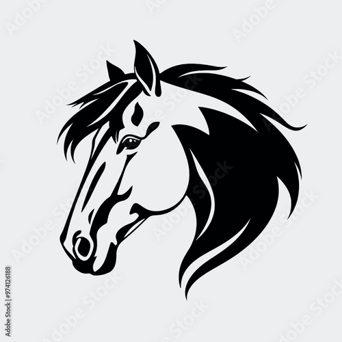 Wallpaper Mural a horse face vector silhouette, black color silhouette white background Torontodigital.ca
