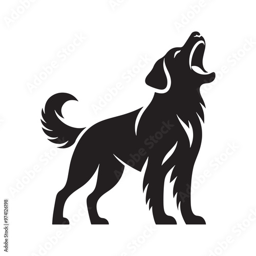 Modern take on barking dog silhouette for designs - Barking dog illustration - minimallest barking dog vector
