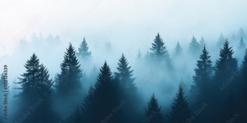 A misty foggy forest landscape A misty foggy forest landscape