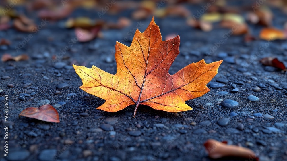 A vibrant orange leaf resting on a textured surface, surrounded by fallen foliage, capturing the essence of autumn beauty. A vibrant orange leaf resting on a textured surface, surrounded by fallen foliage, capturing the essence of autumn beauty.
