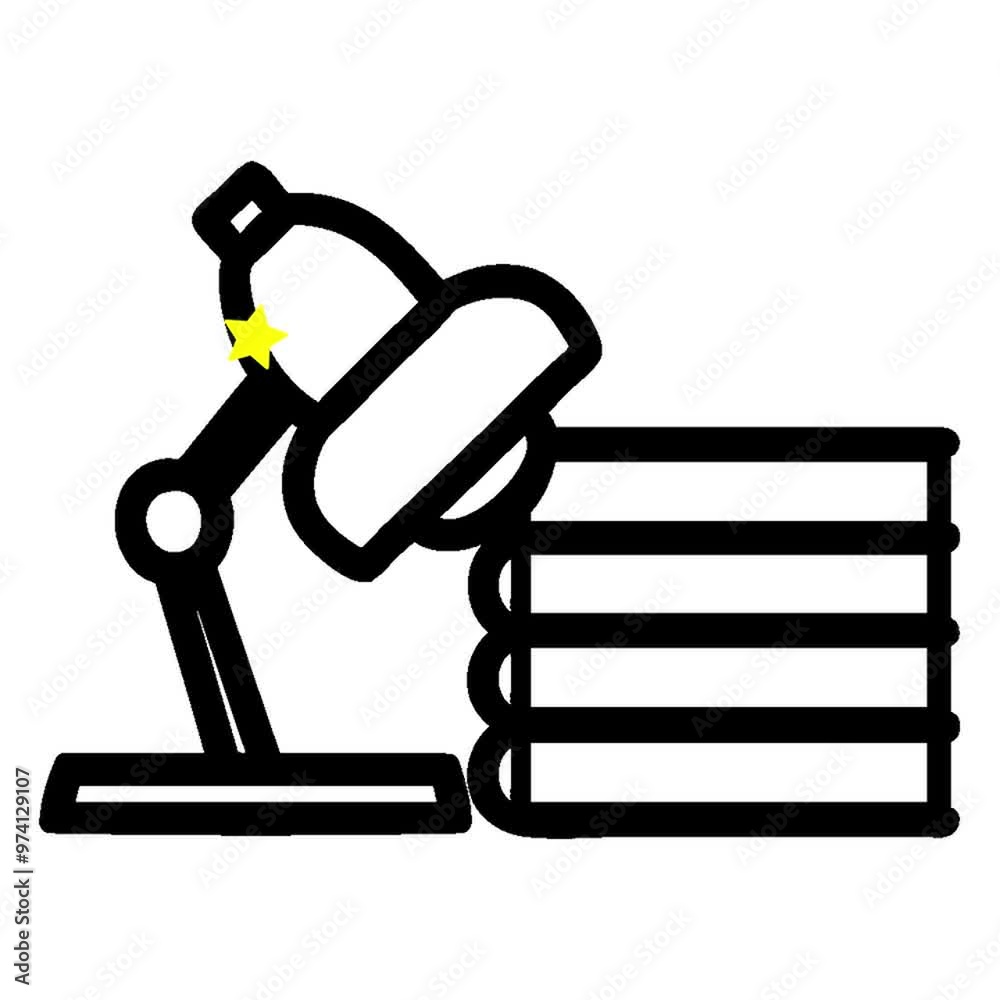 lamp and study books symbol icon lamp and study books symbol icon