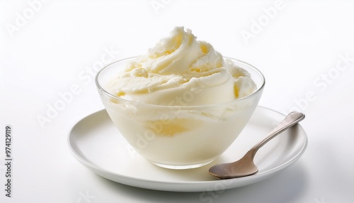 Italian Food, Affogato on white background isolated.