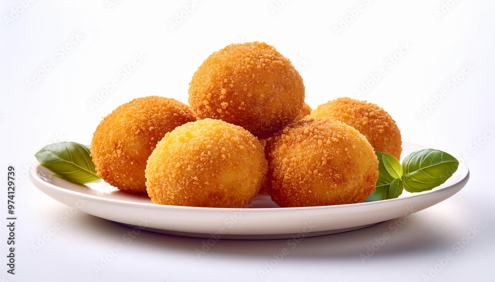 Italian Food, Arancini on white background isolated. Italian Food, Arancini on white background isolated.