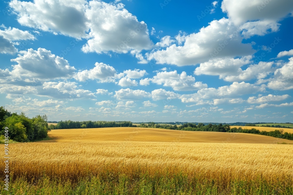 Golden Wheat Field Under Blue Sky Golden Wheat Field Under Blue Sky