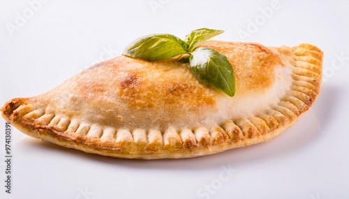 Italian Food, Calzone on white background isolated.