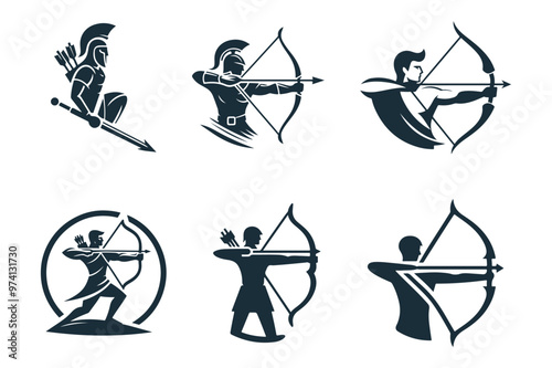 Simple archer isolated on white, logo, icon