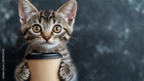 Adorable Cat with Coffee Mug