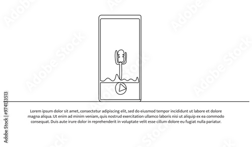 Continuous one line design of tool for podcast. Minimalist style vector illustration on white background.