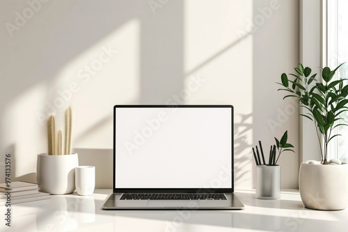 Wallpaper Mural laptop with blank screen, computer mockup Torontodigital.ca