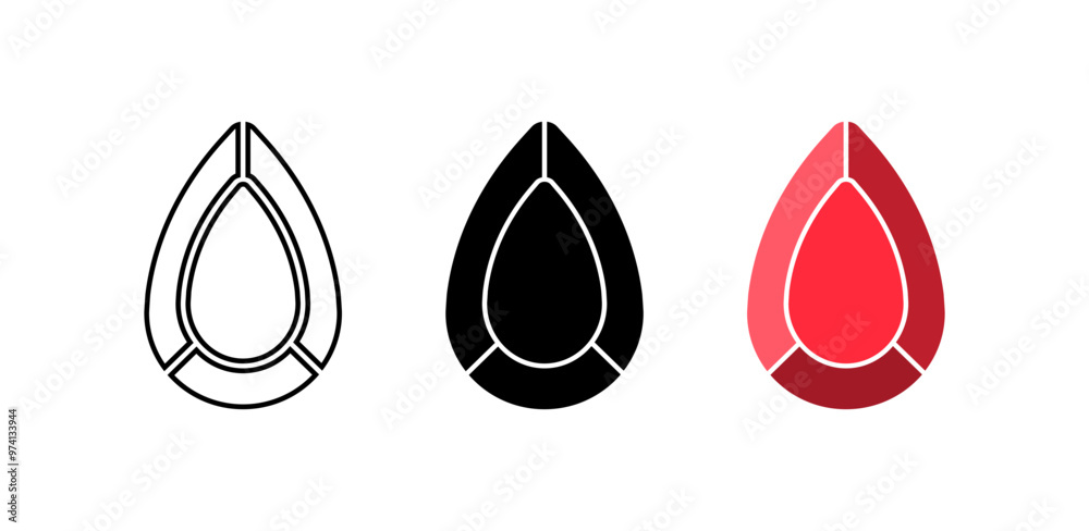 Diamond icon set. Linear, silhouette and flat style. Vector icons Diamond icon set. Linear, silhouette and flat style. Vector icons