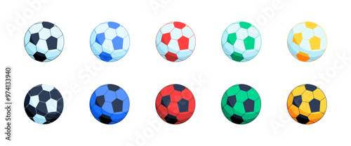 Soccer ball icon set. Football balls. Flat style. Vector icons