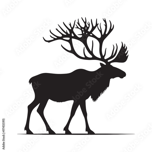 Minimalist caribou silhouette for innovative media projects - Caribou illustration - minimallest caribou vector
