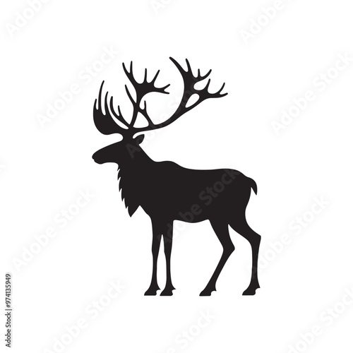 Artistic caribou silhouette for various creative applications - Caribou black vector
