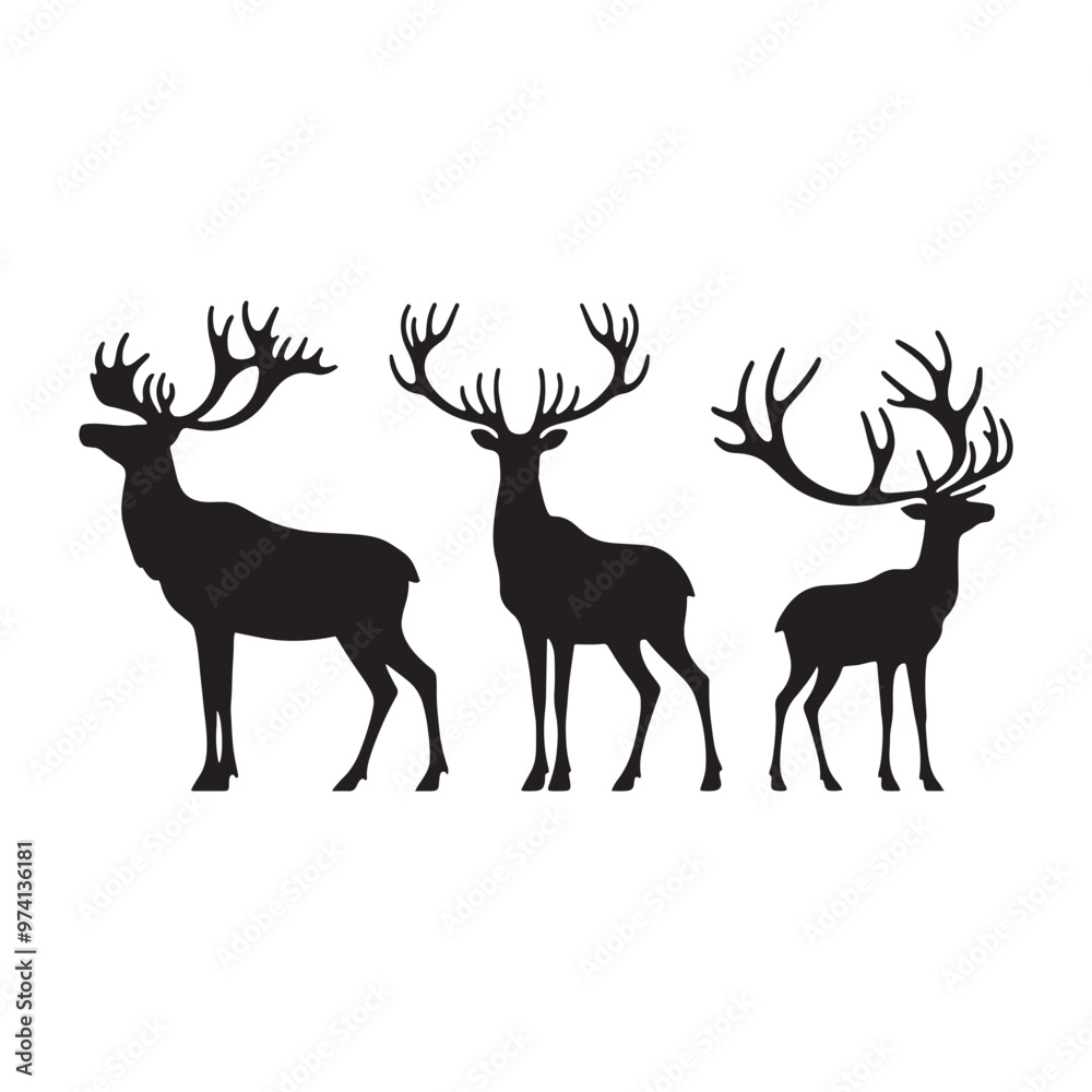 Fototapeta premium Modern caribou silhouette for digital artwork - Caribou illustration - minimallest caribou vector 