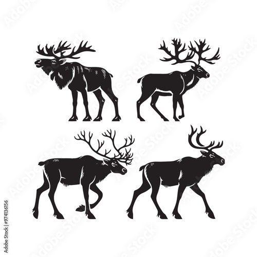 Versatile caribou silhouette for creative purposes - Caribou black vector
