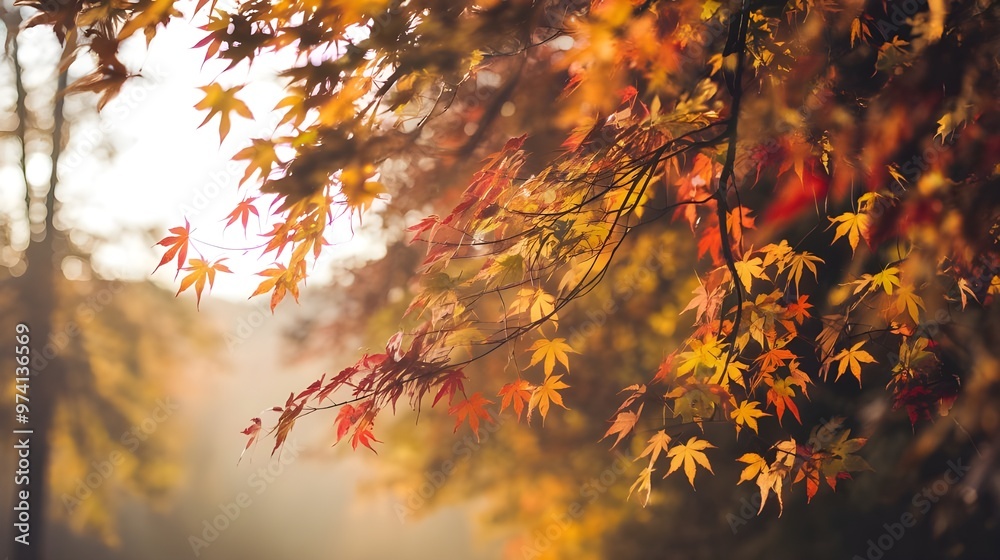 Autumn leaves transitioning through different colors from green to vibrant reds and oranges, fall season, nature wallpaper Autumn leaves transitioning through different colors from green to vibrant reds and oranges, fall season, nature wallpaper