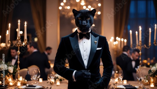 black panther in a suit