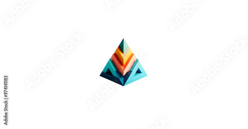 Vibrant Colorful Geometric Shapes Abstract 3D Pyramids Design | Modern Art Background