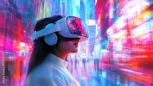 Wallpaper Mural Virtual Reality in a Futuristic Cityscape Torontodigital.ca