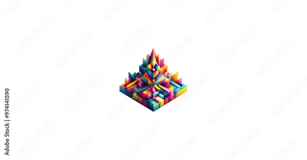 Obraz premium Vibrant Colorful Geometric Shapes Abstract 3D Pyramids Design | Modern Art Background