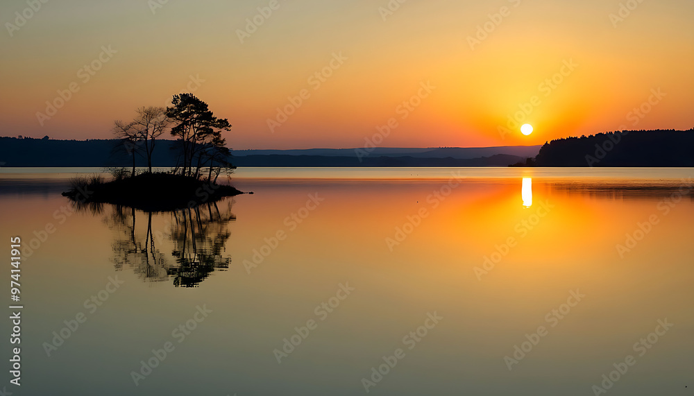 Fototapeta premium sunset on the lake