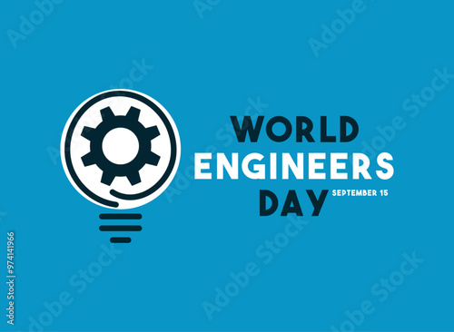 World Engineers Day. September 15. Blue background.