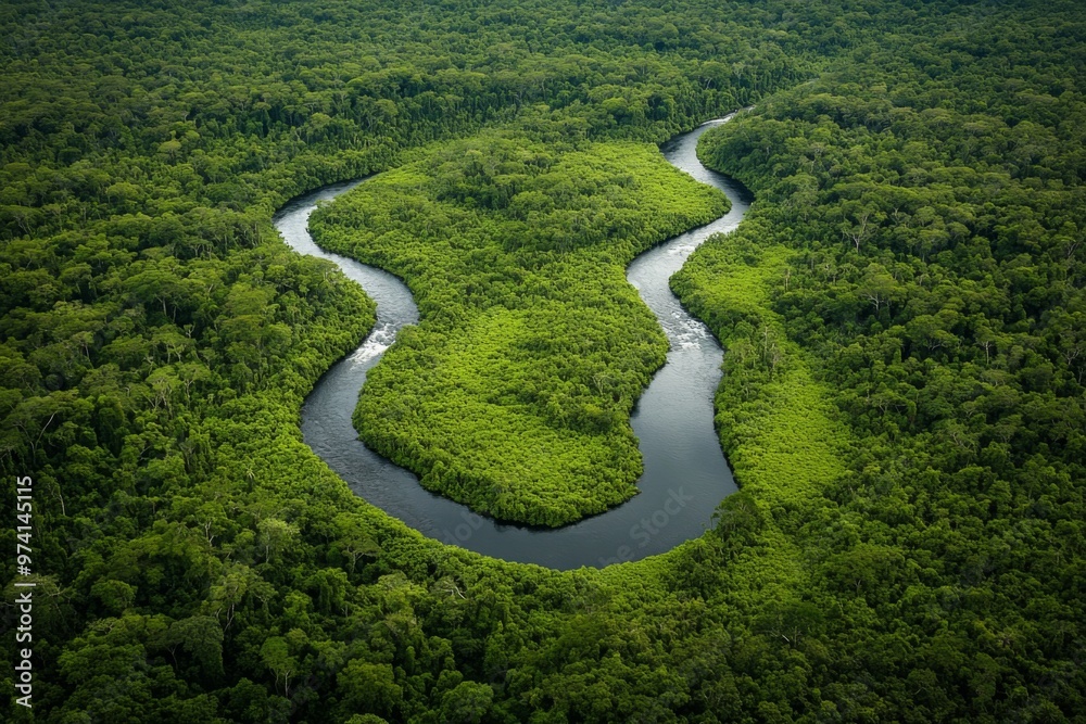 dense tropical forest with streams running through the landscape. The streams meander through the greenery, creating a network of waterways that cut through the dense forest canopy. dense tropical forest with streams running through the landscape. The streams meander through the greenery, creating a network of waterways that cut through the dense forest canopy.
