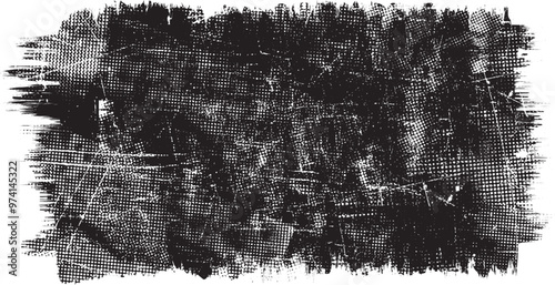 Grunge textured banner with rough edges. Vector roller paint. Overlay distress texture . Simply place texture over any object to create grunge effect . Banner with grungy surface for your design. 