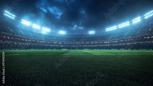 Nighttime Perspective of Illuminated Cricket Field at Modern Sports Complex