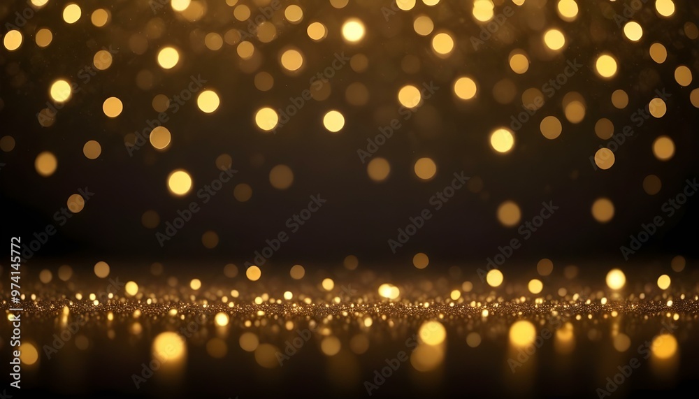 It was glittering golden bokeh lights on a dark background. It was glittering golden bokeh lights on a dark background.
