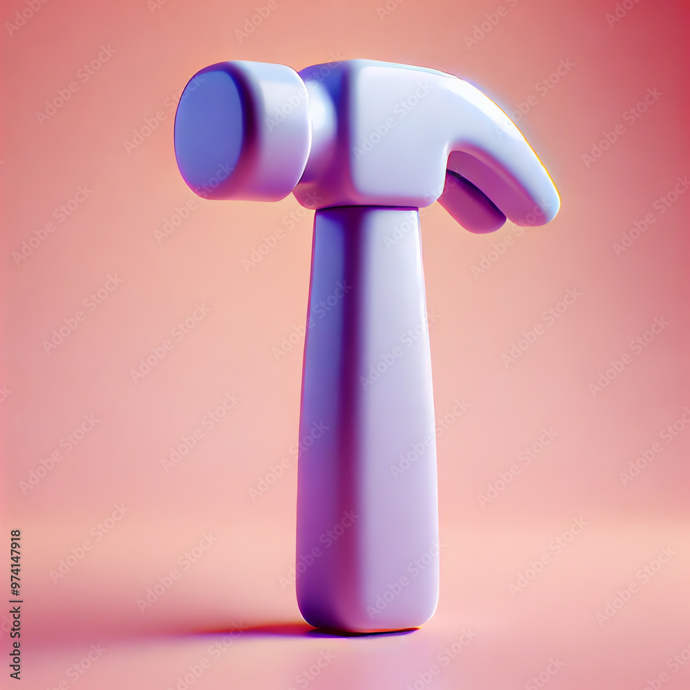 A 3D illustration featuring a hammer A 3D illustration featuring a hammer
