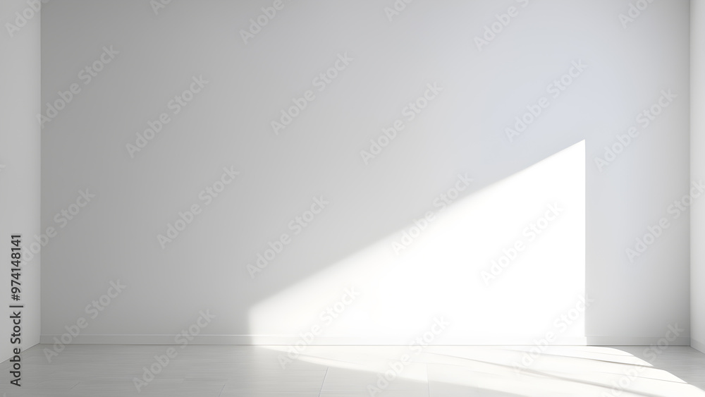White empty room with shadow on the wall White empty room with shadow on the wall