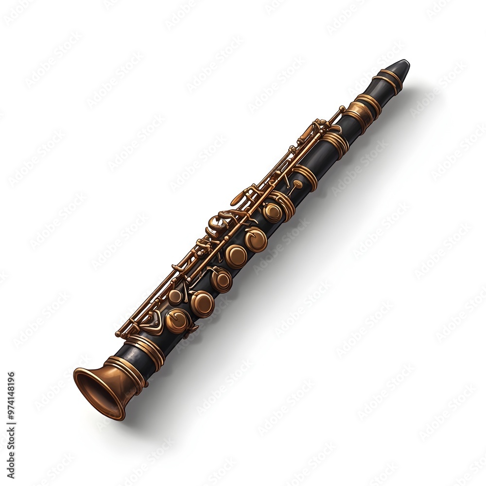 Naklejka premium Elegant Minimalist Clarinet Icon in Isometric Grid Design on White Background