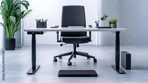 Desk with footrest setup in a modern home office