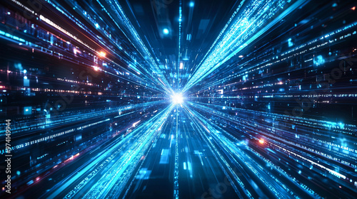 Abstract light pointing to the center, technology theme