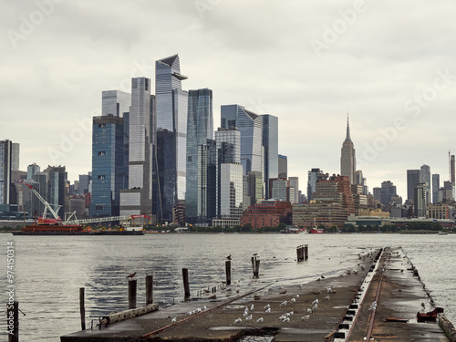 View of New York from New Jersey. Manhattan skyscrapers. Sky Line. Hadson River. photo