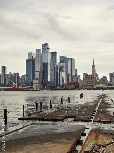 View of New York from New Jersey. Manhattan skyscrapers. Sky Line. Hadson River. photo