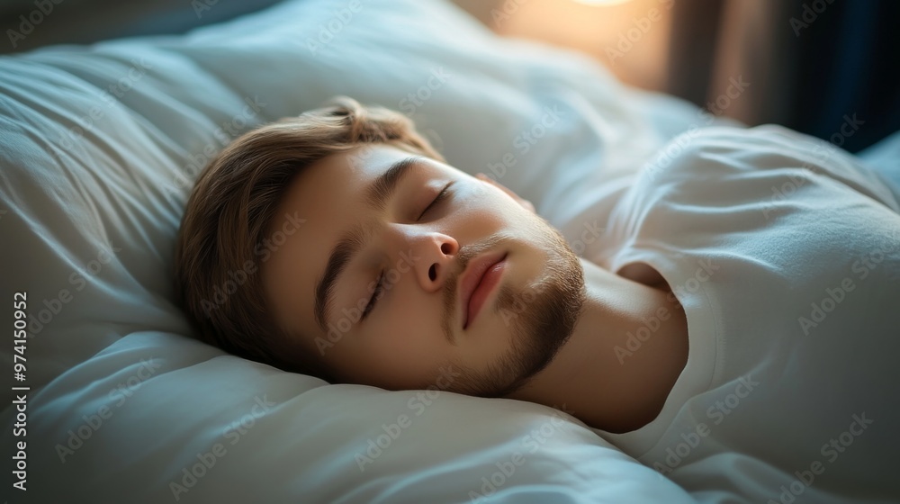 boy, man sleeping in bed boy, man sleeping in bed