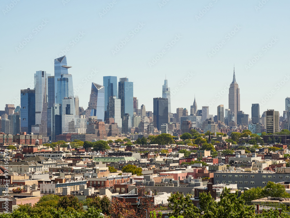 Obraz premium View of New York from New Jersey. Manhattan skyscrapers. Sky Line. Hadson River.