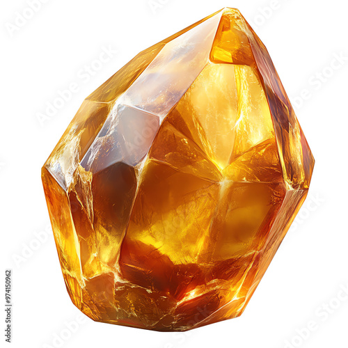 A stunning amber crystal showcasing vibrant hues and unique facets, perfect for jewelry, decoration, or healing purposes. photo