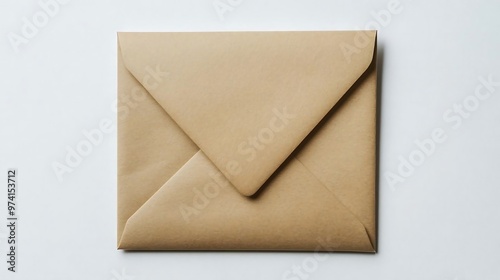 Kraft Paper Envelope on White Background