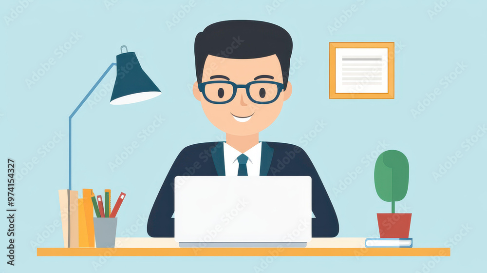 A professional Asian office man stands in a sleek, modern workplace, exuding confidence in a clean, minimal backdrop. A professional Asian office man stands in a sleek, modern workplace, exuding confidence in a clean, minimal backdrop.