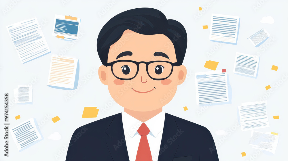 A professional Asian office man stands in a sleek, modern workplace, exuding confidence in a clean, minimal backdrop. A professional Asian office man stands in a sleek, modern workplace, exuding confidence in a clean, minimal backdrop.