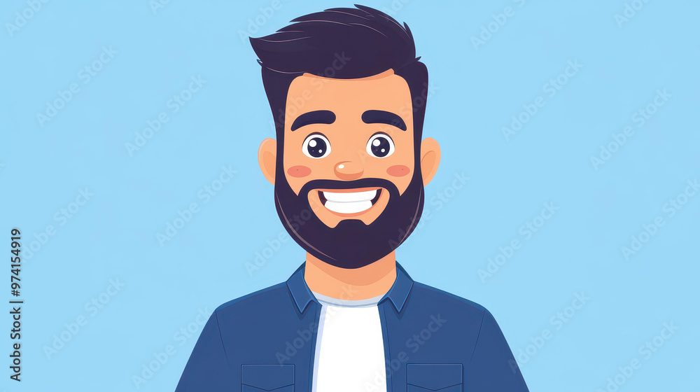 A vibrant D cartoon caricature showcasing a joyful man with a trendy hairstyle, set against a clean backdrop. A vibrant D cartoon caricature showcasing a joyful man with a trendy hairstyle, set against a clean backdrop.