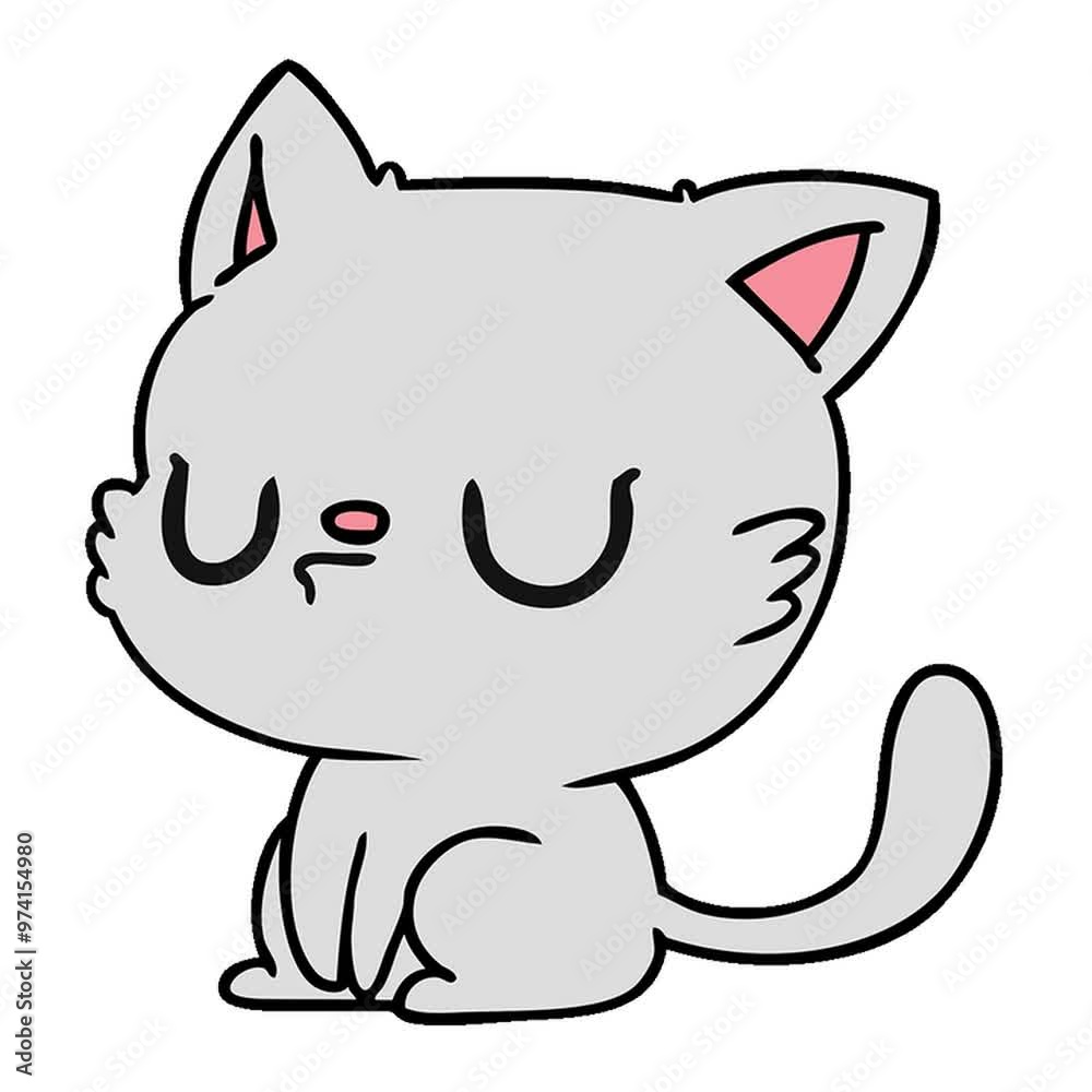 freehand drawn cartoon of cute kawaii cat freehand drawn cartoon of cute kawaii cat