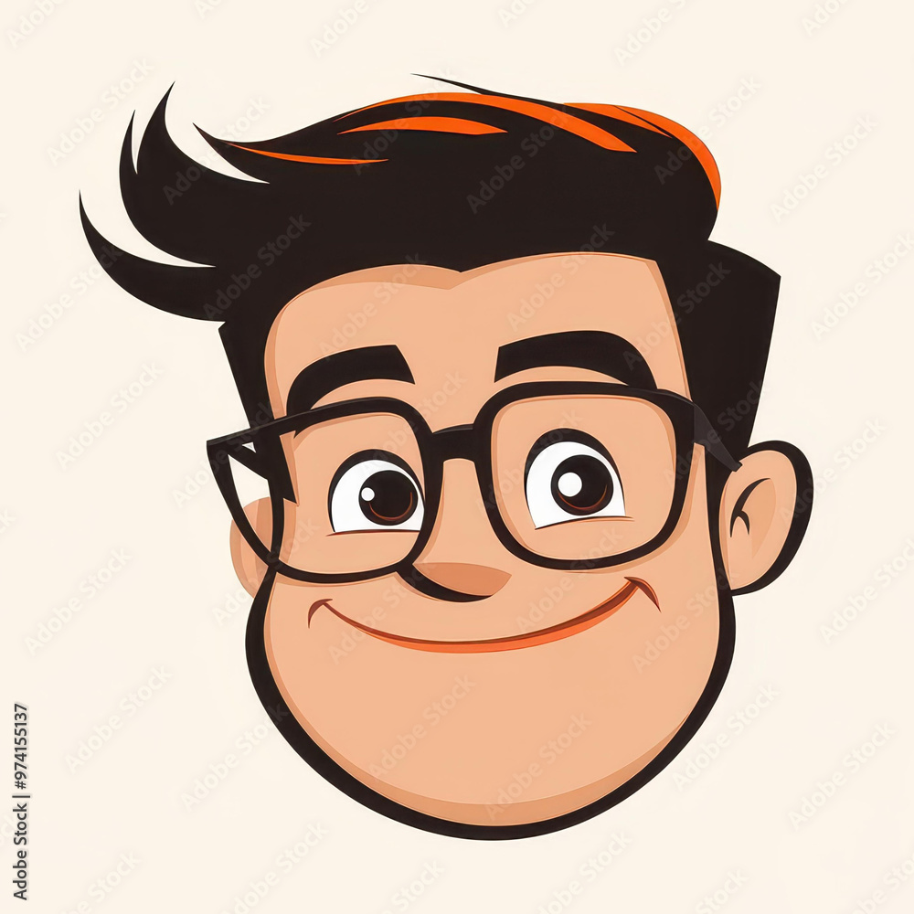Bright and fun cartoon face of a happy man with a clean, simple background that enhances his cheerful expression. Bright and fun cartoon face of a happy man with a clean, simple background that enhances his cheerful expression.