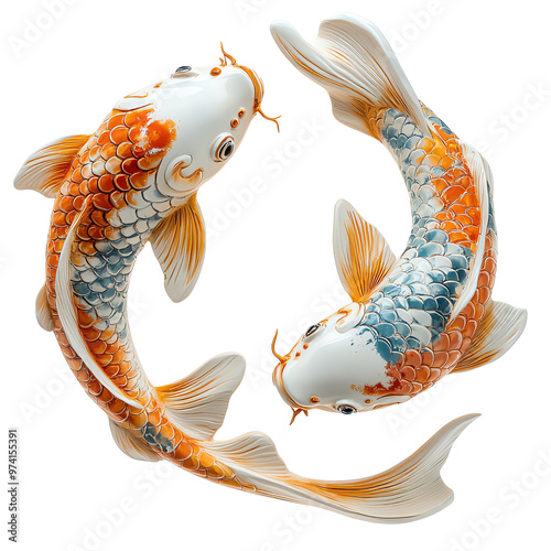 Elegant koi fish swimming gracefully, symbolizing prosperity and harmony. Perfect for art and nature-themed projects.