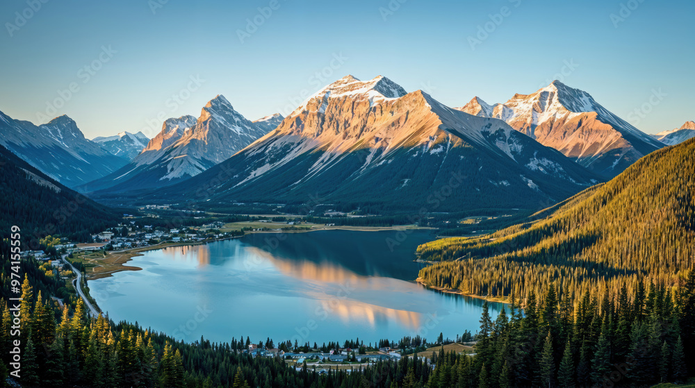 Serene Mountain Lake at Sunset Reflection Serene Mountain Lake at Sunset Reflection