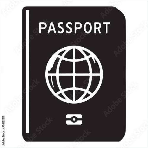 Passport icon  silhouette on white background