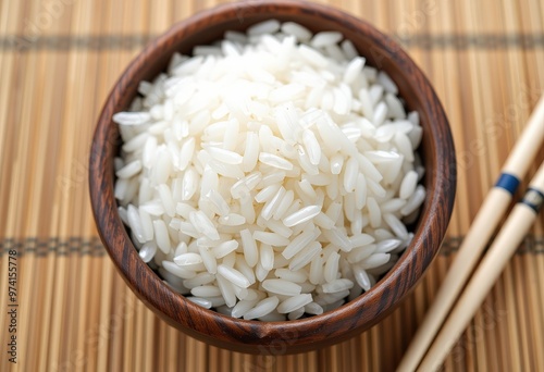 bowl of rice with chopsticks